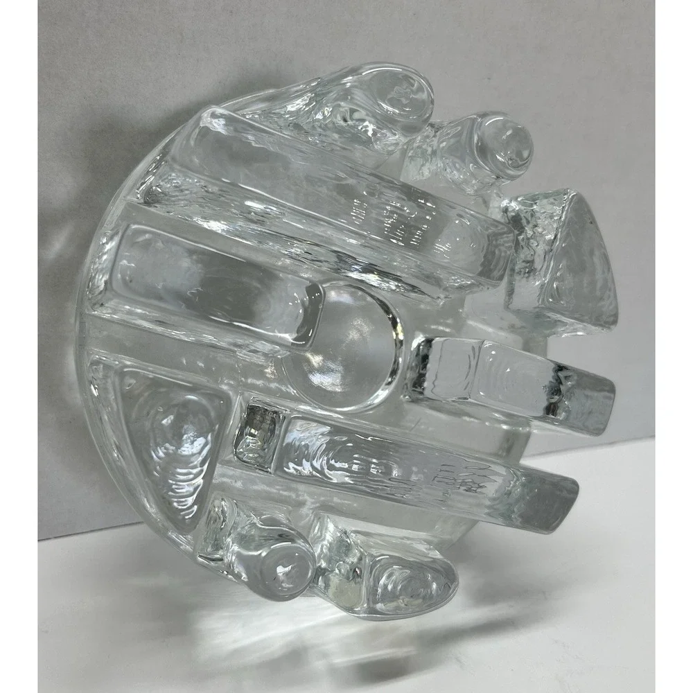 LA VIDA CRYSTAL MAZE ICE BLOCK VOTIVE CANDLEHOLDER POLAND PRISTINE LABEL